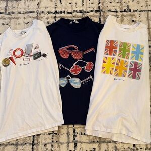 Ben Sherman Men’s UK Graphic T-Shirts - White, Navy (Lot of 3) Small